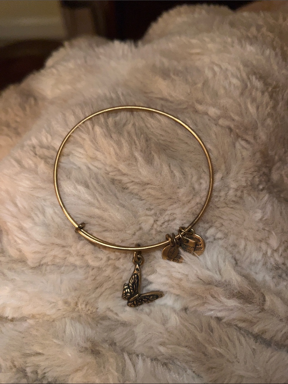 Alex + Ani Gold Tone Butterfly Charm Bangle Bracelet - Picture 3 of 3